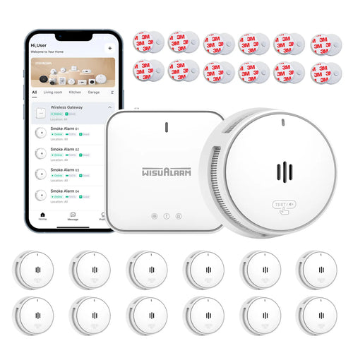 Gateway and 12PC Smoke Alarms with Base Station