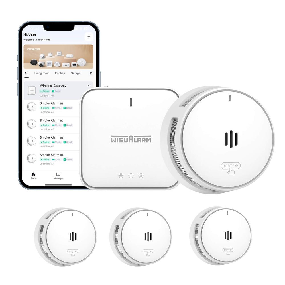 Wisualarm interlinked smoke detector and gateway