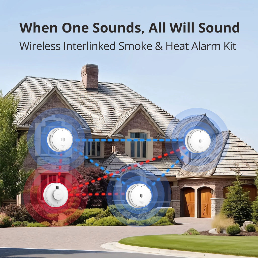 Détecteurs de fumée et de chaleur interconnectés 4PC