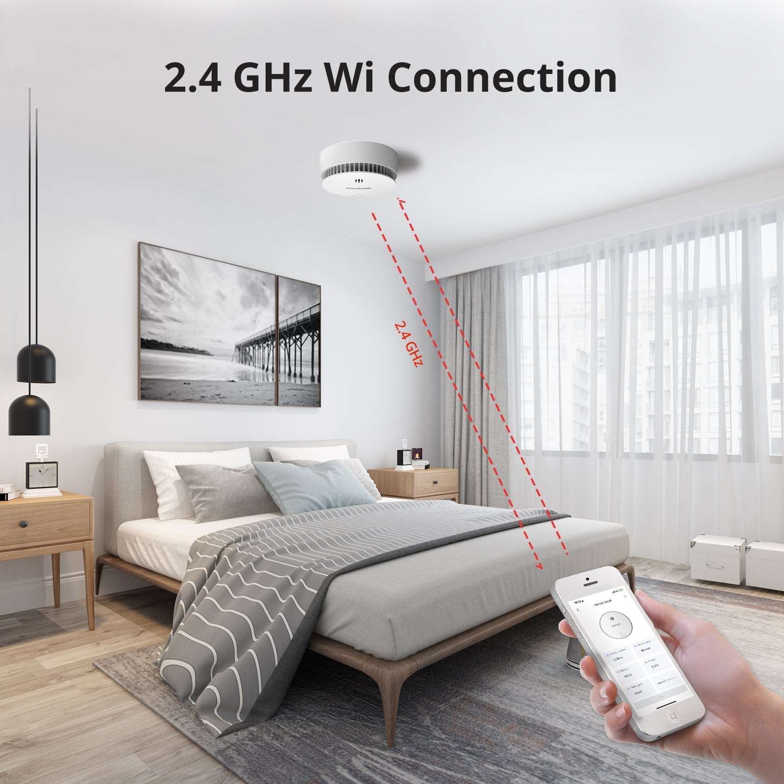 Wisualarm Wifi Smoke Alarm, smart phone control