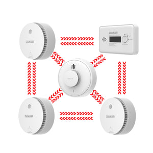 5pcs interlinked smoke alarm and heat alarm and carbon monoxide alarm