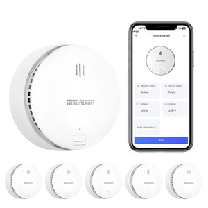 Rilevatori di fumo Wisualarm Smart WiFi da 5 pezzi con batteria sostituibile