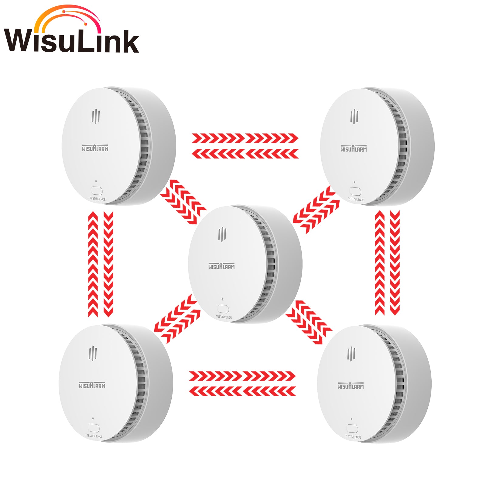 Wisualarm 5PC Interlinked Smoke Alarm