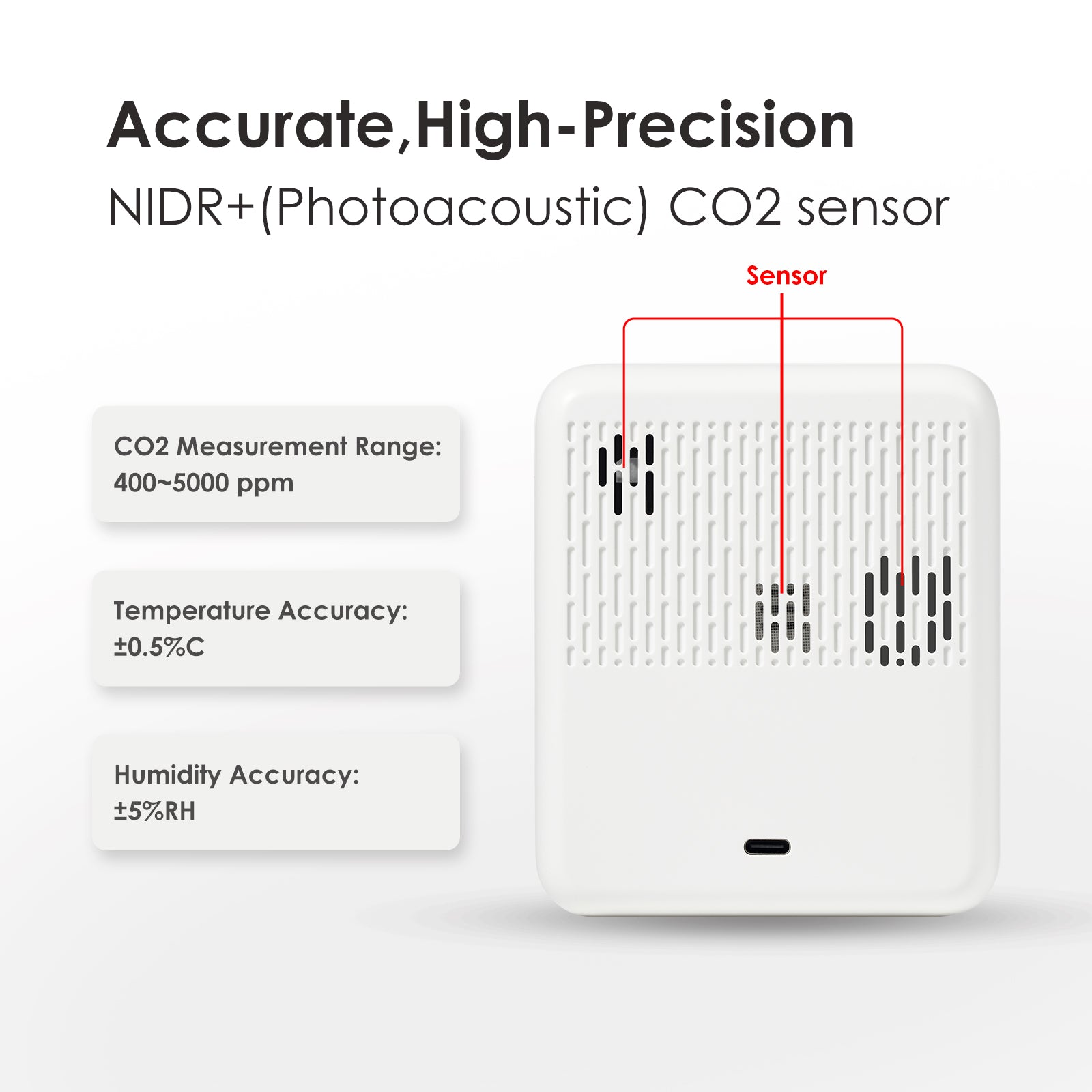 Wisualarm Three-in-One  Air Quality Monitor CO₂ Detector