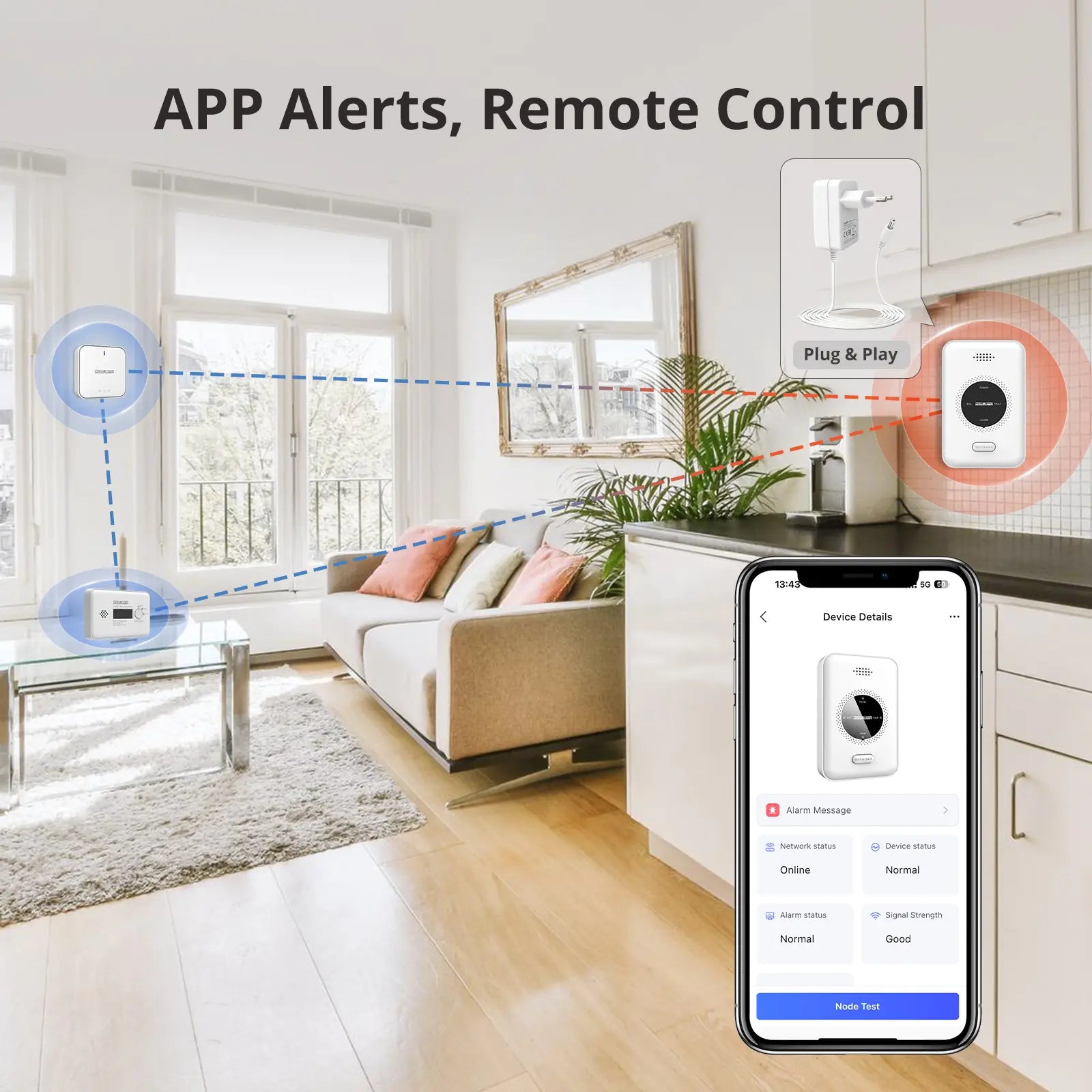 Gateway and 1 CO & 1 Gas Alarm APP Alerts