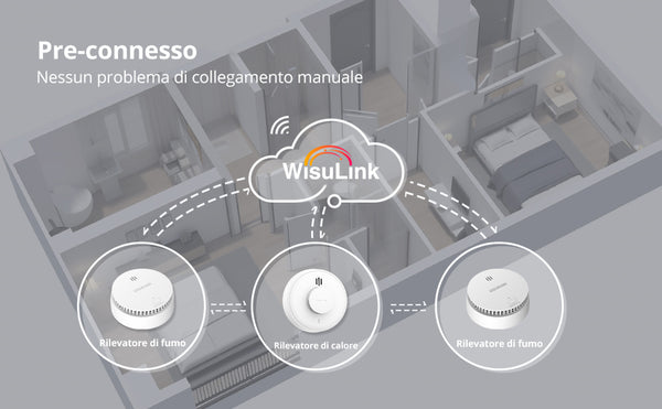 Kit rilevatore di fumo, calore e monossido di carbonio pre-connesso Wisualarm